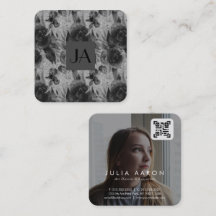 Professional Black and White Floral Photo QR Code