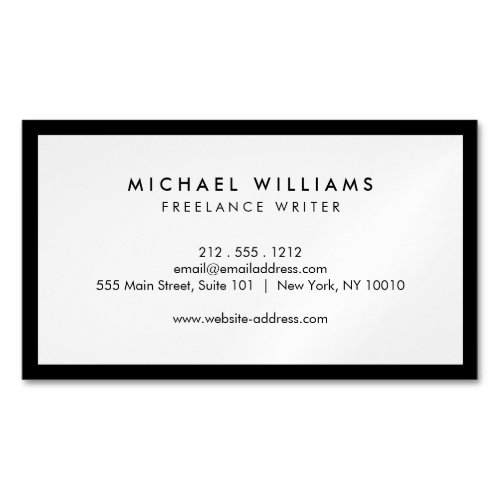 Professional Black and White Magnetic Magnetic Business Card