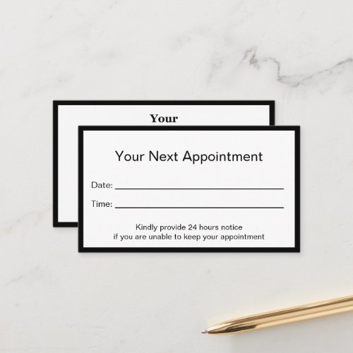 Professional Black and White Medical Practice Appointment Card