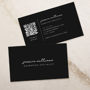 Professional Black and White Minimal Script Business Card