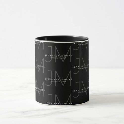 Professional Black and White Monogram Pattern Mug