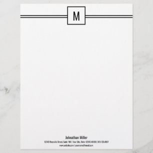 Professional Black and White Monogrammed Business Letterhead