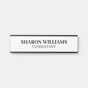 Professional Black and White Name Title Employee Door Sign