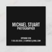 Professional Black and White Photography Square Business Card (Back)