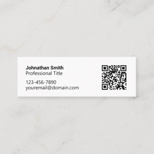 Professional Black and White QR Code Template Mini Business Card