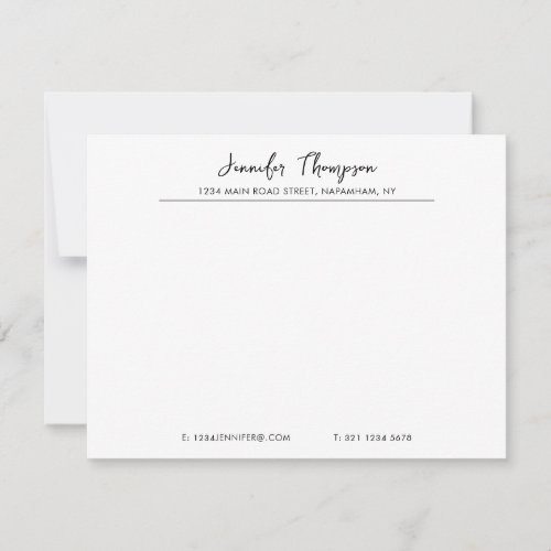 Professional Black and White Script Business Note Card
