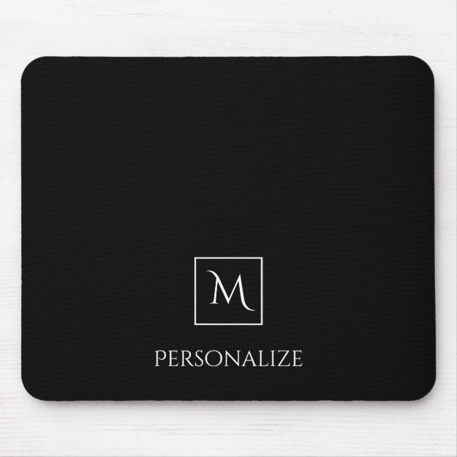 Professional Black and White Simple Name Monogram Mouse Pad (Front)