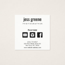 Facebook Business Cards Templates Zazzle Professional Black And White Social Media Icons Square Business Card