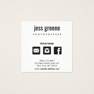 Icon Business Cards Templates Zazzle Professional Black And White Social Media Icons Square Business Card