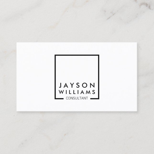Professional Black and White Square Logo I Business Card (Front)