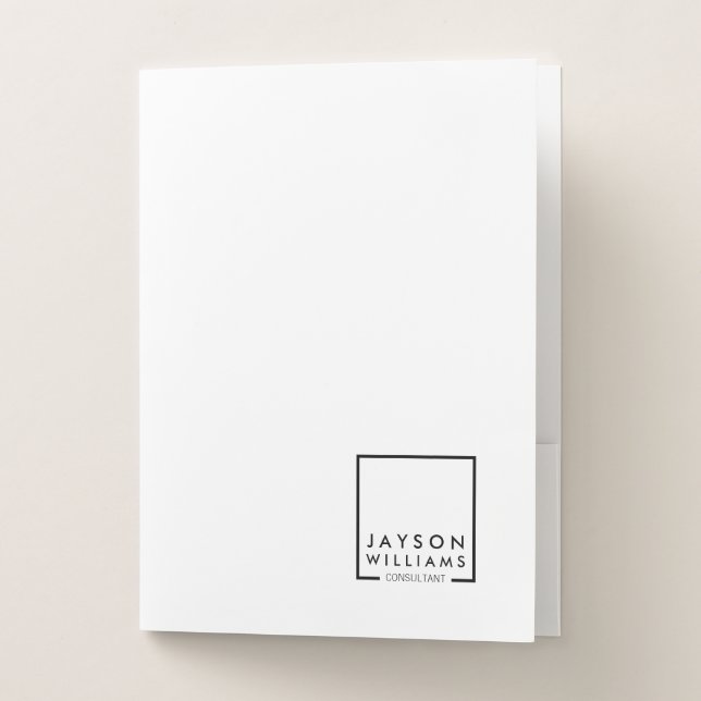 Professional Black and White Square Logo I Pocket Folder (Front)