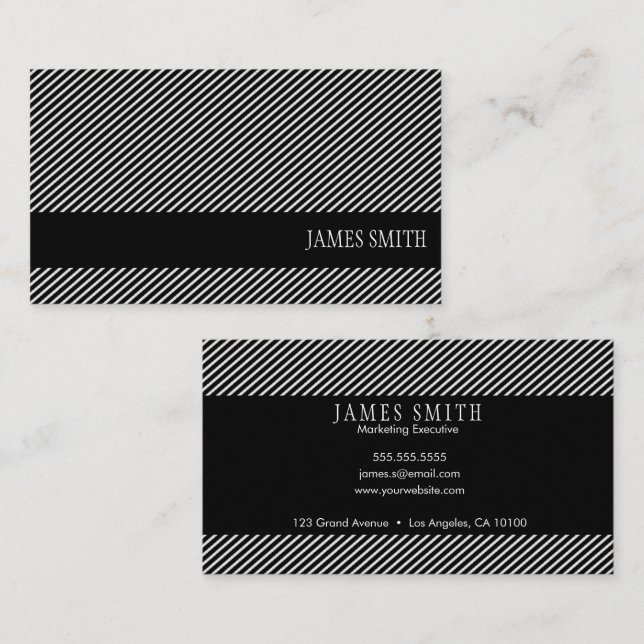 Professional Black and White Stripes Business Card (Front/Back)