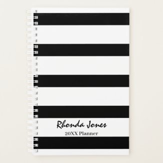 Professional Black and White Stripes Planner