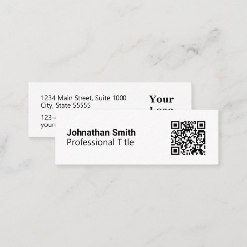 Professional Black and White Your Logo  QR Code Mini Business Card