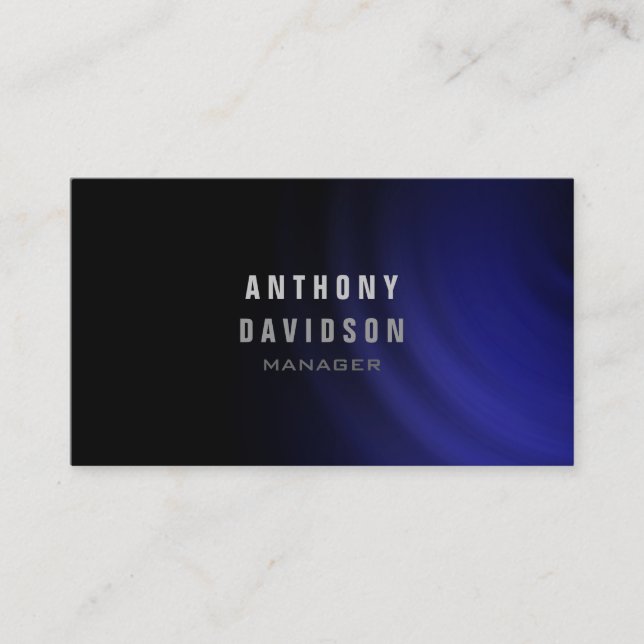 Professional Black Blue Gray Manager Business Card (Front)