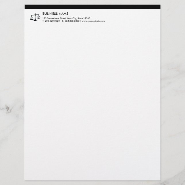 Professional Black Border Lawyer/Attorney Letterhead (Front)