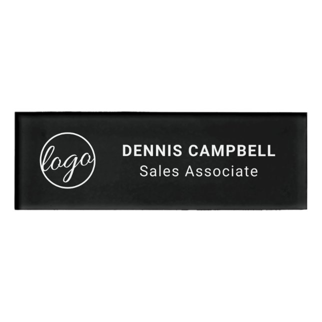 Professional Black Business Logo Name Tag (Front)
