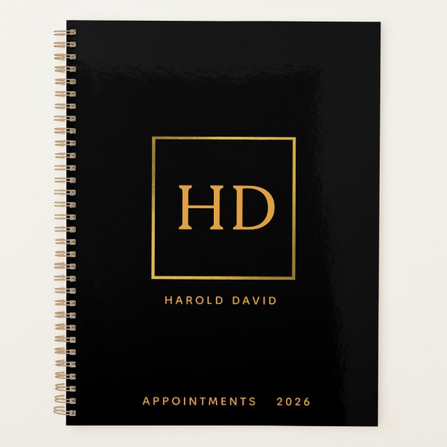 Professional Black Business Planner Personalized (Front)
