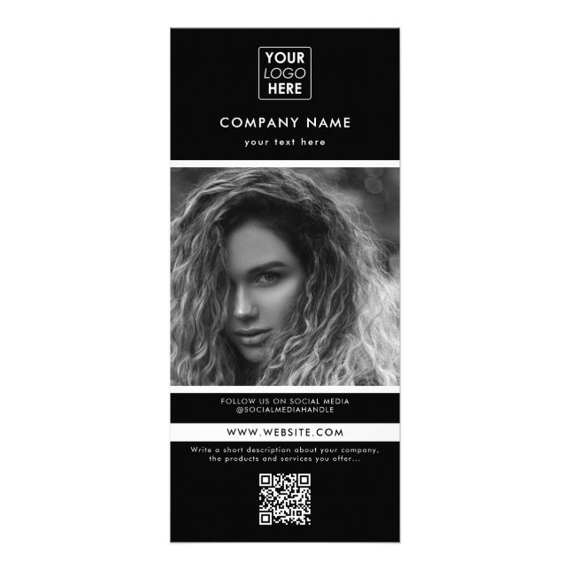 Professional Black Business Promotional Photo  Rack Card (Front)