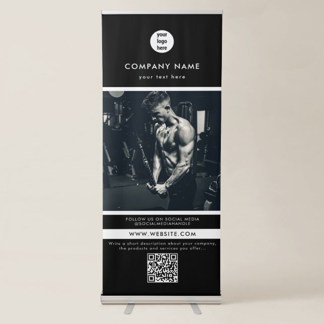Professional Black Business Promotional Photo  Retractable Banner (Front)