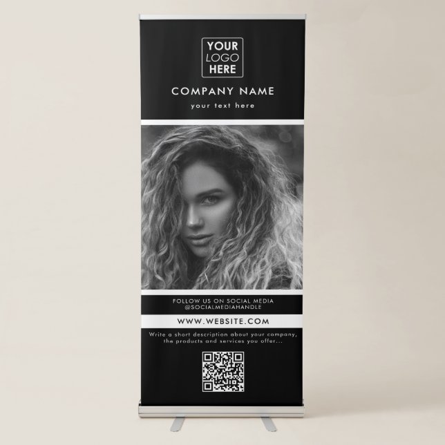 Professional Black Business Promotional Photo  Retractable Banner (Front)