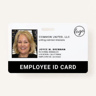 Professional Black Company Logo Employee Photo ID Badge