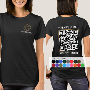 Professional Black Company QR Code Notary Business T-Shirt
