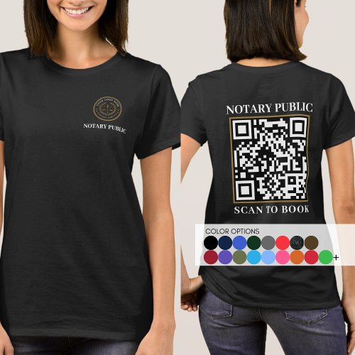 Professional Black Company QR Code Notary Business T_Shirt