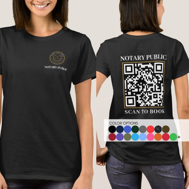 Professional Black Company QR Code Notary Business T-Shirt (Creator Uploaded)