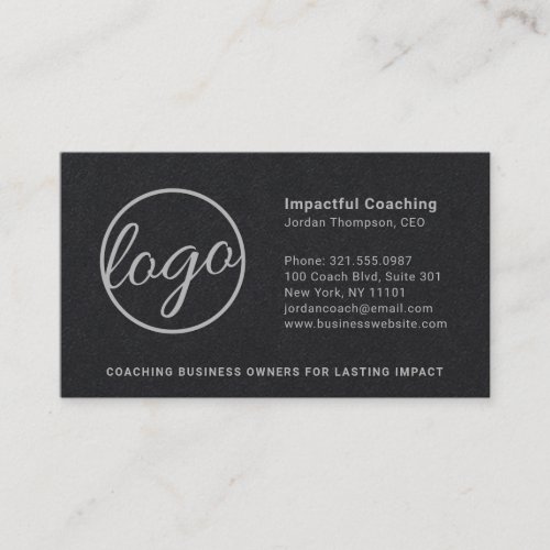 Professional Black Corporate Large Logo Business Card