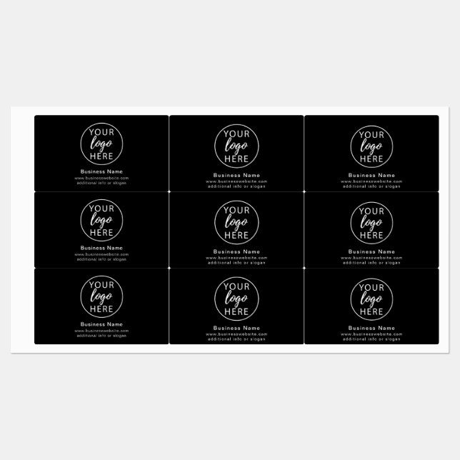 Professional Black Custom Business Logo  Labels (Sheet)