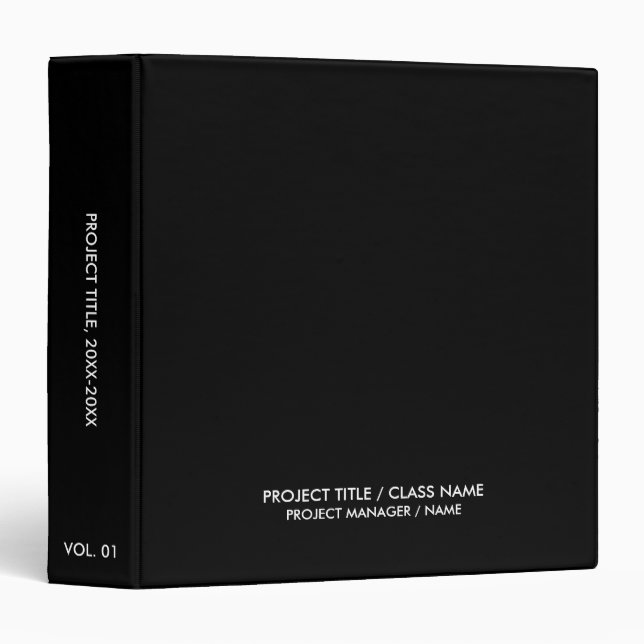 Professional black custom class name title elegant 3 ring binder (Front/Spine)
