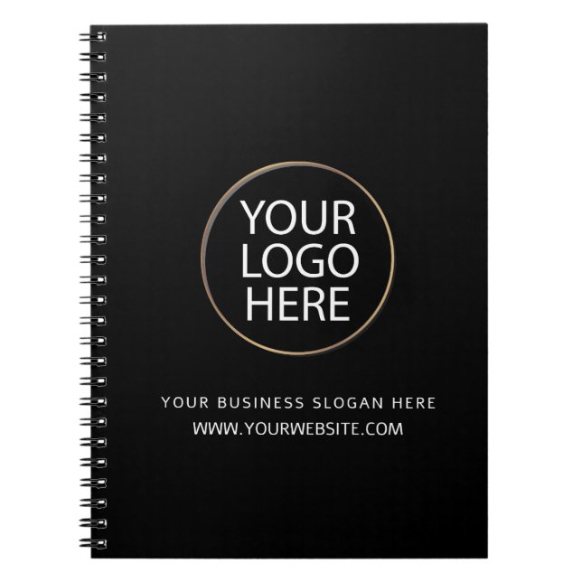 Professional Black Custom Company Logo Business  Notebook (Front)