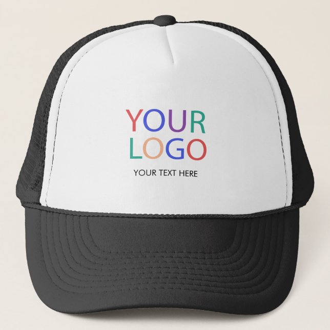 Professional Black Custom Company Logo Business Trucker Hat (Front)