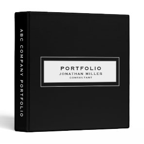 Professional Black Custom Name Portfolio 3 Ring Binder