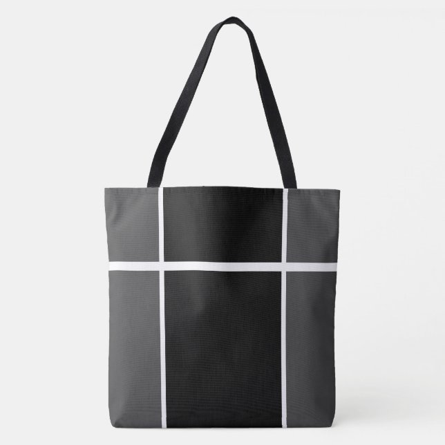 Professional Black Dark Gray White Color Block Tote Bag (Front)