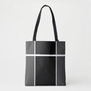 Professional Black Dark Gray White Color Block Tote Bag