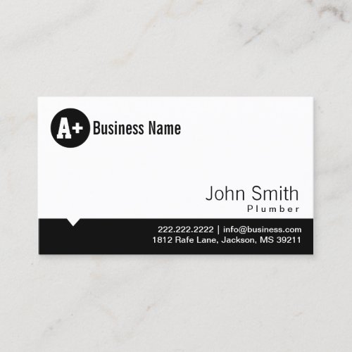 Plain Black Dot Plumber Business Card