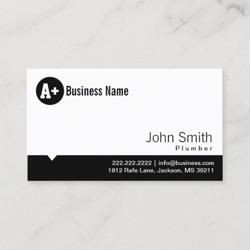 Customizable Plain Black Dot Plumber Business Card