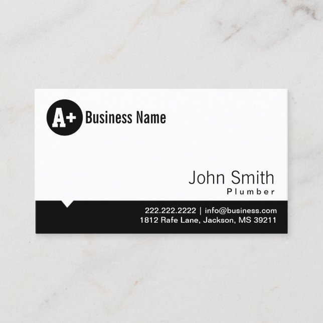 Professional Black Dot Plumber Business Card (Front)