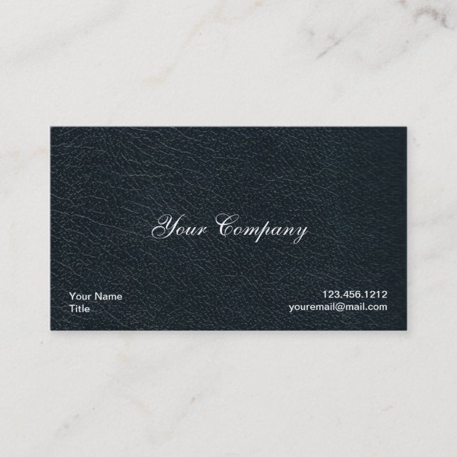 Professional Black Faux Leather Business Cards (Front)