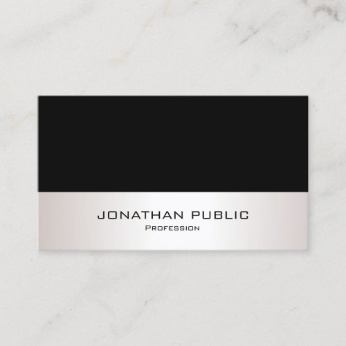 Professional Black Faux Silver Modern Simple Business Card