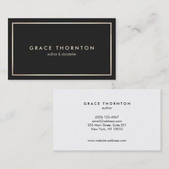 Professional Black Gold Border Business Card | Zazzle