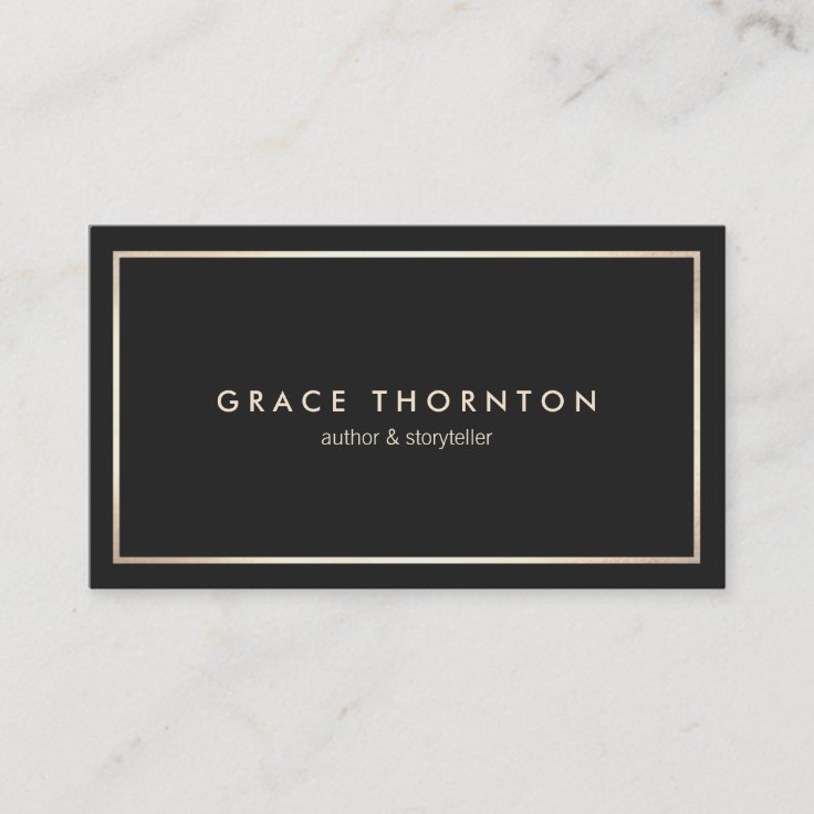 Professional Black Gold Border Business Card 