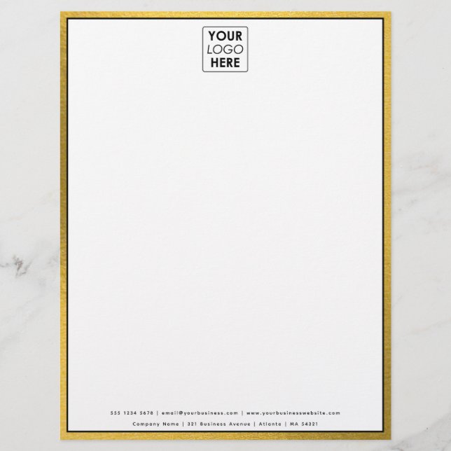 Professional Black Gold Business Logo Letterhead (Front)