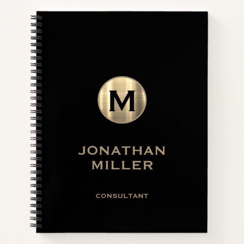 Professional Black Gold Classic Monogram Notebook