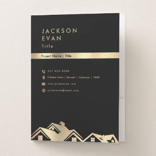Professional Black & Gold Client Real Estate Pocket Folder