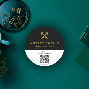 Professional Black & Gold Cross Key Pens Name Classic Round Sticker
