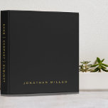 Professional Black Gold Custom Name<br><div class="desc">Modern professional binder features a minimal design in a black and gold color palette. Custom name presented in the lower thirds, in stylish simple font and custom name, company or subject on the spine. Shown with a custom name on the front in traditional typography, this personalized business binder is designed...</div>