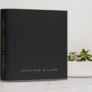 Professional Black Gold Custom Name 3 Ring Binder